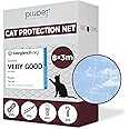 PiuPet® Cat Net Transparent 8x3m Including Fastening Set - Netting for Balcony and Window - Ideal for Catio and Cat Window Guard