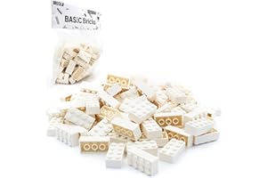 BRICK FLIP Lego 2 x 4 Bricks Classic, Pack of 100 - Individual Building Blocks in Bulk Pack, for Lego Plate and Box, Starter Set, Basic Bricks (3001) (White)