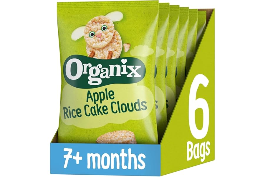 Organix Apple Rice Cake Clouds, Baby Rice Cakes Snack, Finger Food, 7+ Months, 40 g (Pack of 6)