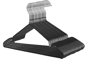Songmics Klädhängare, 20 stycken, jackhängare av metall, tunn och halkfri, Ø 4 mm platsbesparande krok som kan roteras 360°