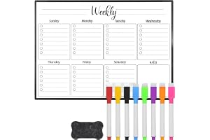Magnetisk kylskåpskalender, veckoplanerare med 8 markörer och 1 suddgummi, magnetisk veckoplanerare 30 x 20 cm, planeringstavlor för inköpslista, familjeplanerare