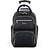 Ponhog Rolling Laptop Travel Backpack with Wheels for Women - 15.6 Inch Laptop Wheeled Backpack, Carry on Trolley Suitcase Bl