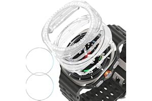 DEALELE Etui ze szkła hartowanego kompatybilne z Samsung Galaxy Watch 7 Ultra 47 mm, błyszczący diament + matowa obudowa ochronna PC + osłona ekranu ze szkła hartowanego, przezroczyste + przezroczyste