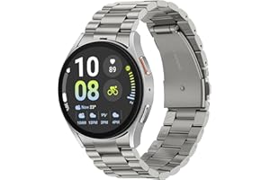 Tasikar No Gap Straps Compatible with Samsung Galaxy Watch Band 7/6/5/4/FE 44mm 40mm/6 Classic Band 47mm 43mm/5 Pro 45mm/4 Classic 46mm 42mm, 20mm Metal Strap for Men Women, Gray Titanium
