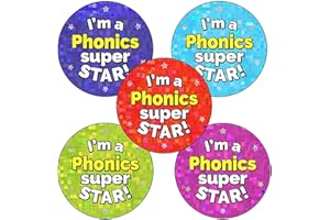 PRIMARY TEACHING SERVICES LTD 150 Holographic Sparkly Phonics Superstar Literacy Childrens Pupils School Praise Teachers Reward Stickers 25mm Primary Teaching Services…