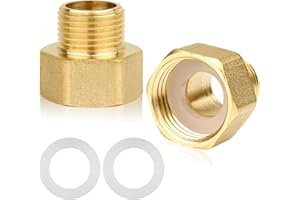 SVALOR 1/2" Female to 3/8" Male BSP Thread Brass Hex Bushing Reducing Connector,1/2” Female to 3/8” Male Adapter,for Water, Gas, Pipe Connecting Conversion with Sealing Rings