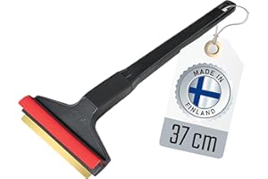 L & P CAR DESIGN Skrobaczka do Szyb Samochodowych - Murska - szybko & prosto - 37cm - dluga Skrobaczka mosiężna do lodu - Premium HIPS - Ostrze z mosiądzu - Gumowa uszczelka - Skrobak z Finlandii (Czarny Czerwony)