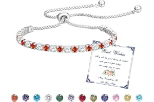 ESMOLY Bransoletka Damska, Srebrny Prezent Urodzinowy, Zestaw z 12-Rodzajów Kamieni Urodzinowych i Cyrkonem 5A Regulowanym, Prezent Damski