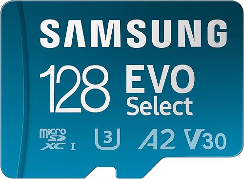 Samsung Evo Select (2024) microSD Card + SD Adapter, 128 GB, Memory Card for Smartphones and Tablets, UHS-I U3, 4K UHD, Full HD, 160 MB/s Read, MB-ME128SA/EU
