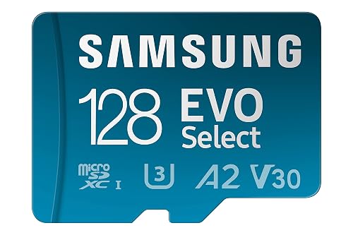 Samsung Evo Select (2024) microSD Card + SD Adapter, 128 GB, Memory Card for Smartphones and Tablets, UHS-I U3, 4K UHD, Full HD, 160 MB/s Read, MB-ME128SA/EU