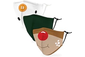 Weddingstar 3 Pack Kid's Washable Cloth Face Mask Reusable and Adjustable with Filter Pocket - Holiday Characters