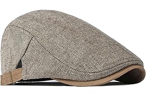 besbomig Boinas Hombre Gorras Plana Vintage Boina Sombrero - Gorra de Vendedor de Periódicos Newsboy Flat Cap Ajustable 55-60cm Boina Gorra Inglesa Casquillo Otoño e Invierno