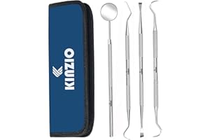 KINZIO Igiene Dentale Kit per Placca e Tartaro Rimozione Sbiancamento Denti kit con specchietto dentista Pulizia Denti Tartaro Ablatore Kit per Cura Orale Domestico Rimozione Tartaro 4p Set