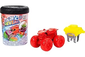 Hot Wheels Monster Trucks Color Reveal 1 zabawkowy pojazd-niespodzianka z wyglądem do odkrycia i ze zmianą koloru w zimnej i ciepłej wodzie, zabawka dla dzieci, HJF39