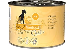 dogz finefood Mokra karma dla psów - N° 6 kangur - drobnoziarnista mokra karma dla psów i szczeniaków - bez zboża i cukru - duża zawartość mięsa, puszka 6 x 200 g