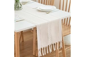 CHUQING Runner Tavola con Nappe Fatte a Mano, Stile Vintage, Moderno Runner da Tavolo,Decorazione per Tavolo da Pranzo, per Matrimoni, Picnic, Feste, Cucina,Beige, 170 x 32 cm