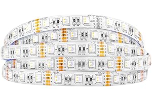 BTF-LIGHTING 5050 RGBW SMD 4 en 1 RGB + blanc Chaud 60LEDs / m 5m 300LEDs (300 LED RGB + 300 LED blanc chaud) flexible IP65 étanche Bande LED DC12V