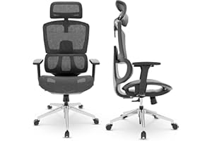 ‎DRIPEX Dripex Ergonomischer Bürostuhl, Mesh Computer Drehstuhl, Schreibtischstuhl mit Verstellbarer Kopfstütze, mit 3D Armlehne, Lendenwirbelstütze, Swivel Rolling Task Chair für Home Office