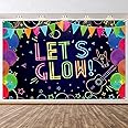 Glow Neon Birthday Party Backdrop - Glow in The Dark Let’s Glow Banner Backdrop Black Light Themed Photography Background Photo Booth for Kids Boy Neon Party Decorations, 71 x 47 Inch