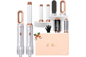 UKLISS Spazzola Asciugacapelli 6 in 1, Airstyler Set con Phon Professionale, Arricciacapelli Automatico, Spazzola Lisciante per Capelli, Hair Dryer Brush, Thermal Brush, Regali Set per Donne (Blanc)