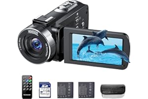 CAMWORLD Videokamera 4K 42MP Camcorder 18X Digitalzoom kamera Video recorder, 3,0 Zoll 270° drehbarer Bildschirm Video Camera Vlogging Kamera für Youtube mit 32 GB SD-Karte, Akkus, Fülllicht, Fernbedienung
