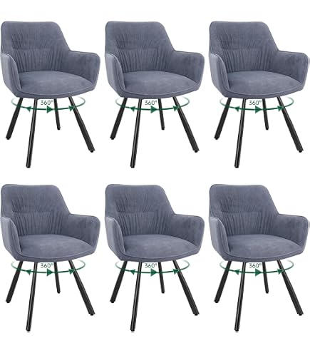 Stühle Esszimmer 6er Set Polsterstühle Armlehne Sessel Drehbar Grau Homestyle4u