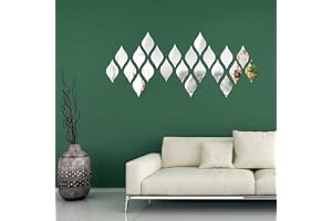 Weysat 30 Pcs Mirror Wall Stickers Decor Acrylic 3D Tear Drop Decorative Mirrors Stickers Removable Wall Art Decals for Home Living Room Bathroom Office Dormitory Decorations, 6 x 3.3 Inch(Silver)
