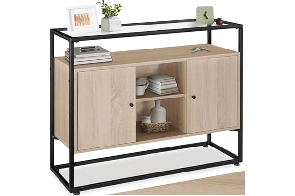 TecTake® Mueble TV Salon de Estilo Industrial, Aparador con 2 Armarios y 3 Estantes, Tablero Madera, Muebles Salon, Mesa TV -