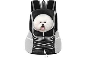 Pawaboo Borsa per Cani Traspirante, Zaino per Trasporto Cani Regolabile, Trasportino da Viaggio Cani Gatti, Contenitore da Trasporto per Animali Piccoli/Medi, per Passeggiata Campeggio, Taglia L, Nero