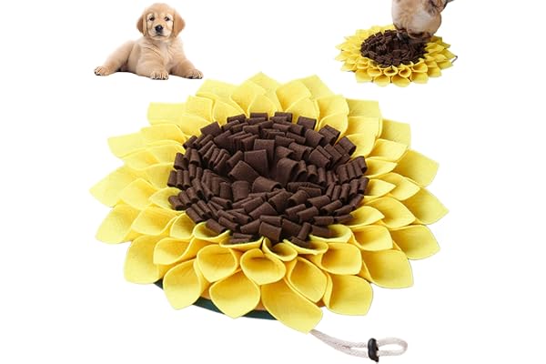 Rachlicy Snuffle matta för hundar filt 38 cm hund snuffle matta långsam matning hund berikning leksaker med fixeringsrep stressavlastning solros form söta interaktiva leksaker