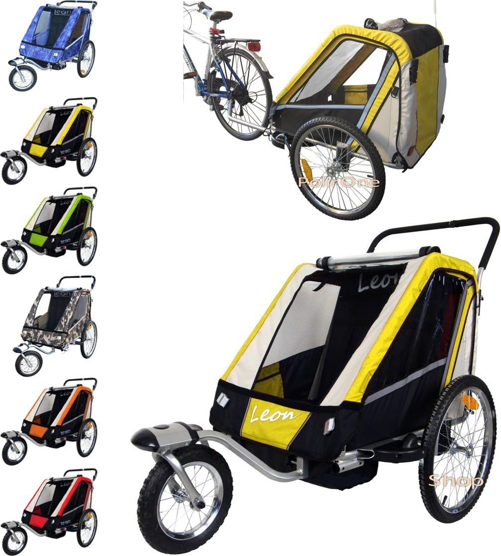 papilioshop Leon remolque Carrito Carrito para el transporte de 1 o 2 Uno Dos niño niños con la bicicleta rueda delantera piroettante bicicleta portabimbo Bimbo Bimbi portabimbi carro plegable Cochecito de con X Puerta