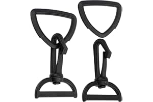 AERZETIX - Juego de 8 Mosquetones giratorios de enganche rápido con gancho + 8 bucles de correa | pasador de 40mm | para ocio creativo bolso mochila | color negro | de plástico