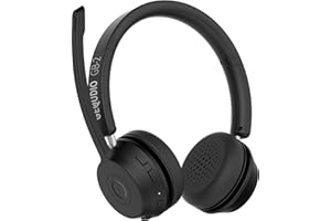 GEQUDIO GB-2 Casque sans fil avec réduction du bruit sur le microphone pour appareils Bluetooth tels que smartphone, téléphone portable, PC ou téléphone IP, autonomie de 39 h (sans adaptateur USB)