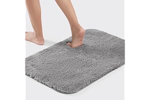 Good Nite 50 x 80 cm Tappeto da bagno in microfibra Lavabile in lavatrice Tappetino Doccia Assorbente Tappeto Doccia ad Asciugatura Rapida (Grigio)
