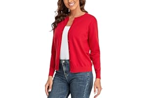 CUNYI Women’s Cardigan Sweater Long Sleeve Classic Crew Neck Ladies Coat with Buttons Casual Elegant Outerwear