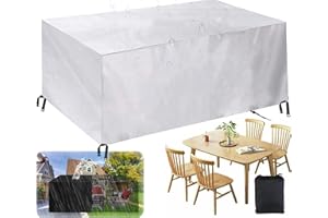 HRSMTY Copertura per Mobili da Giardino Rettangolare, 420D Oxford Coperture per Tavoli da Giardino Esterno, Copritavolo Tavolo Impermeabile Anti-UV, per Cortile Tavoli Sedie
