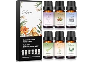 Solvana Set med eteriska oljor – 6 × 10 ml vattenlösliga oljor för diffusor, luftfuktare och gör-det-själv – naturliga doftoljor för hem, spa och bastu – presentförpackning
