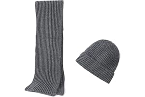 Embouro Wintermütze und Schal aus Merinowolle für Herren, warme Strickmützen, lange Schals für Damen und Herren