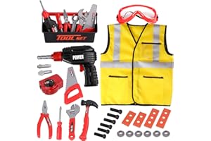 LOYO Kids Tool Set - 32Pcs Construction Tool Toys with Play Electric Drill and Carry Case Tool Box Pretend Play Toys Gift for 3 4 5 6 7 Years Old Toddlers Boys