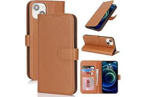Zouzt Hülle für iPhone 13 Mini 5,4-Zoll, Stoßfestes PU Leder Handyhülle Lederhülle Klapphülle mit Kartenhalter und Standfunktion Flip Leather Wallet Phone Cover (Hellbraun)