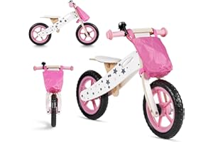 BUDDY BABY Bicicletta Montessori senza pedali, leggera e con sedile regolabile e campanello, bicicletta a 2 ruote, per bambini 3+ anni, unisex, in legno ecologico e biodegradabile