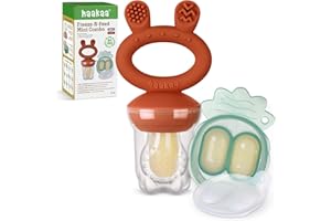 Haakaa Baby Obst Nahrung Futterautomat & Mini-Gefrierschrank Knabbern Tablett-Kombination, BPA- Muttermilch-Popsicle-Formen für die sichere Selbstfütterung von Säuglingen, 4 Monate+ (Rot)