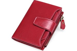 SENDEFN Cartera Mujer pequeña, Cartera Monedero Mujer Piel auténtica con 14 Ranuras para Tarjetas Bloqueo RFID Billetera Cuero auténtico Muy Suave Billetera Corta de Las Señoras Titular