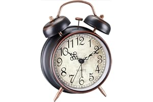 YsyYey Sveglia analogica vintage a doppia campana, 10 cm, design retrò con luce notturna, analogica a batteria con campanello forte, sveglia antiquata per camera da letto