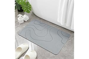 Glvomazty Alfombra de Baño Antideslizante, 60x40cm Súper Absorbente Alfombras Ducha con Diatomáceas Alfombrilla Baño