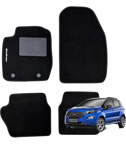 Tappetini auto in moquette con logo per EcoSport con 2 clip di fissaggio