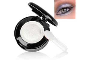 LOPHE Sombra de Ojos Monocromática, 1,5g Sombra de Ojos Profesional en Polvo, Larga Duración, Sombras Ojos con Brillo, Alta Pigmentación, Doble Capa, Incluye Espejo y Aplicador (Blanco)