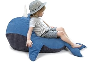 ‎DECALSWEET Sitzsack Kinder Spielzeug Stofftier Aufbewahrung, Große Größe Extra Weiche für Jungen Mädchen Aufbewahrung Organizer Mit Reißverschluss, Aufbewahrung Sitzsack für Kleidung (Nur Bezug) Blauer Walfisch