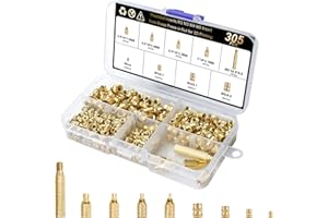 GALERIE SV 305 Stück Gewindeeinsatz M2 M3 M4 M5 Gewindeeinsätze Einschmelzgewinde Messing Einschraubmutter für Kunststoffteile in 3D Druckteile durch Ultraschall Warmeinbettung (305 Stück M2/M3/M4/M5)