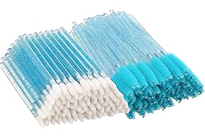 TAASMOOG 100 PCS Disposable Mascara and Lip Wands - 50Pcs Crystal Eyelash Brushes + 50 Pcs Disposable Lip Gloss Wands Lipstick Applicators for Makeup (Blue)